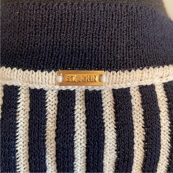 St.John Twin Set Navy/ white Wool Blend Cardigan / Vest size M - Picture 6 of 16